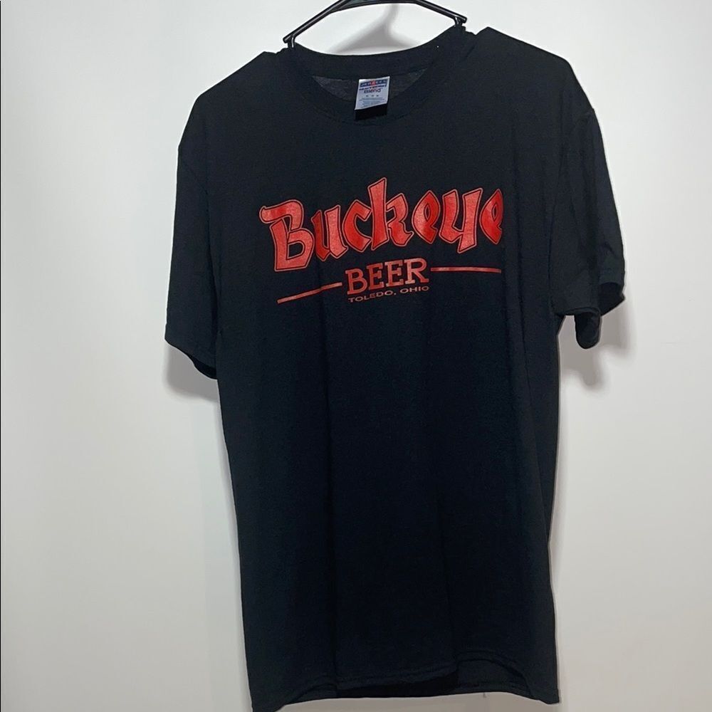 Jerzees Black and Red Short Sleeve Tee
